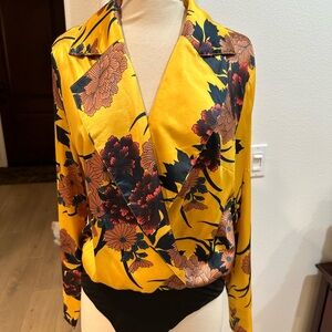 Elegant Floral Yellow Bodysuit